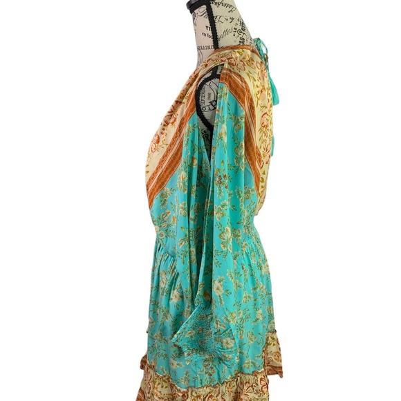 Southern Fried Chics Womens Medium Mini Dress Boho Cold Shoulder Plunging V-Neck - Picture 10 of 12